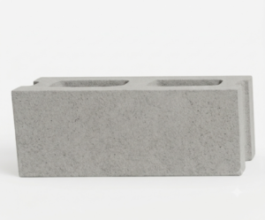 100mm 4 inch interlocking hollow concrete block showing male and female ends for wall construction